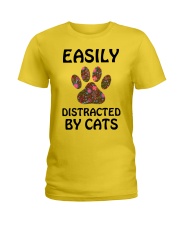 EASILY DISTRACTED BY CATS Ladies T-Shirt thumbnail