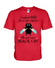 BLACK CAT - TRUE FRIEND V-Neck T-Shirt thumbnail