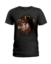 black cat book Ladies T-Shirt thumbnail