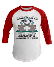 MAKE ME HAPPY- ELEPHANT Baseball Tee front