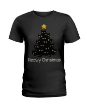 Meowy Christmas Blackcat Ladies T-Shirt thumbnail