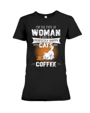 WOMAN CAT COFFEE Premium Fit Ladies Tee thumbnail
