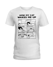 HOW MY CAT WAKES ME UP Ladies T-Shirt thumbnail