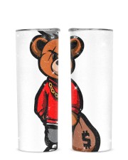 Gangsta Bear gold chain money bag Glitter Tumbler tile