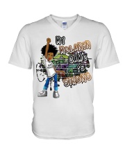 My Melanin Game Is Strong V-Neck T-Shirt tile