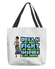 Dream like Martin fight like Malcom Black History Month All-Over Tote tile