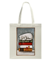 Cat on the books Tote Bag tile