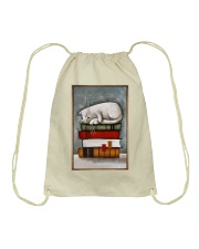Cat on the books Drawstring Bag tile
