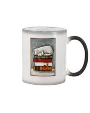 Cat on the books Color Changing Mug tile