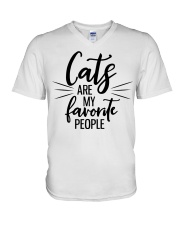 Cats are my favorite people V-Neck T-Shirt tile