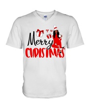 Merry Christmas Black Girl 2 V-Neck T-Shirt tile