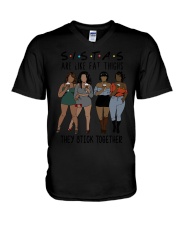 Black sisters V-Neck T-Shirt tile
