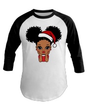 Afro space buns little girl Christmas Baseball Tee tile