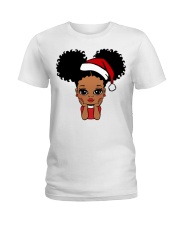 Afro space buns little girl Christmas Ladies T-Shirt tile