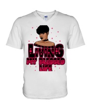 Living My Blessed Life Black Lola V-Neck T-Shirt tile