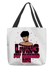 Living My Blessed Life Black Lola All-Over Tote tile