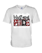 Mustangs in red V-Neck T-Shirt tile
