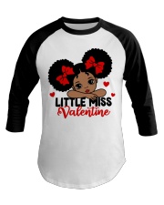 Afro Black girl Little Miss Valentine Baseball Tee tile