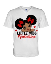 Afro Black girl Little Miss Valentine V-Neck T-Shirt tile