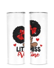 Afro Black girl Little Miss Valentine Glitter Tumbler tile
