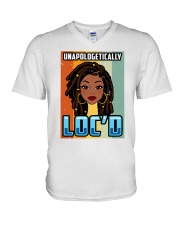 Black girl Unapologetically LOC'D V-Neck T-Shirt tile