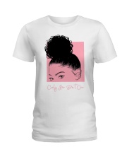 Curly hair don't care Ladies T-Shirt tile