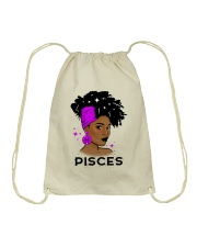 Black girl Zodiac Sign Pisces Drawstring Bag tile