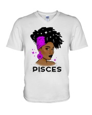 Black girl Zodiac Sign Pisces V-Neck T-Shirt tile