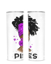 Black girl Zodiac Sign Pisces Glitter Tumbler tile