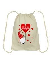 I love you gnome matter what Valentine's day red Drawstring Bag tile