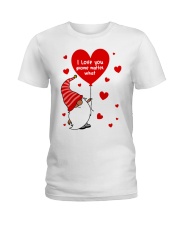 I love you gnome matter what Valentine's day red Ladies T-Shirt tile
