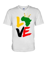 Black history month African map LOVE black V-Neck T-Shirt tile