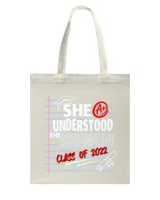 She understood the assignment Graduation design Tote Bag tile