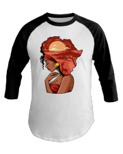 Afro girl African Map Safari Hair red Baseball Tee tile