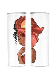 Afro girl African Map Safari Hair red Glitter Tumbler tile