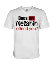 Does my melanin offend you V-Neck T-Shirt tile