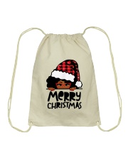Merry Christmas black girl red glasses 1 Drawstring Bag tile