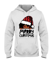 Merry Christmas black girl red glasses 1 Hooded Sweatshirt tile