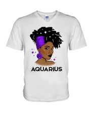 Black girl Zodiac Sign Aquarius V-Neck T-Shirt tile