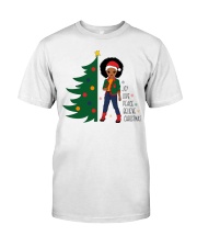 Afro little girl Christmas Joy Love Peace Classic T-Shirt front