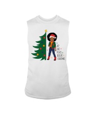 Afro little girl Christmas Joy Love Peace Sleeveless Tee tile