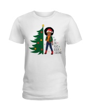 Afro little girl Christmas Joy Love Peace Ladies T-Shirt tile