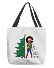Afro little girl Christmas Joy Love Peace All-Over Tote tile