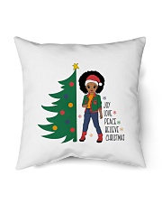 Afro little girl Christmas Joy Love Peace Indoor Pillow tile