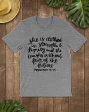 She is clothed in strength Classic T-Shirt lifestyle-mens-crewneck-front-18