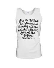 She is clothed in strength Unisex Tank tile
