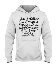 She is clothed in strength Hooded Sweatshirt tile