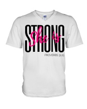 She Is Strong V-Neck T-Shirt tile