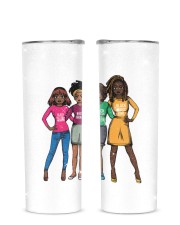 Afro sistas Black History Month Glitter Tumbler tile