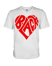 BLACK Heart Valentines Day V-Neck T-Shirt tile